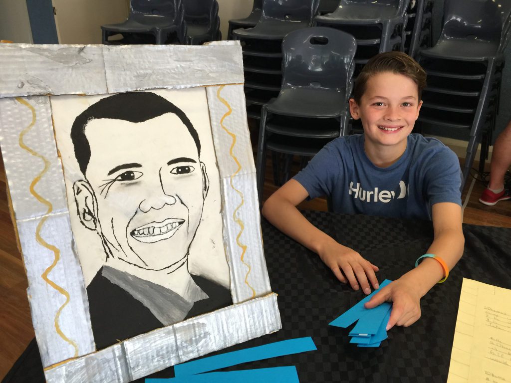 Portrait artwork drawn by Montessori student.