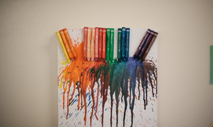 Melted crayons art work rainbow.